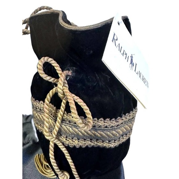 80s Ralph Lauren Polo Vtg Velvet Mini Bag Drawstring Gold Bullion NIB France - Picture 3 of 8